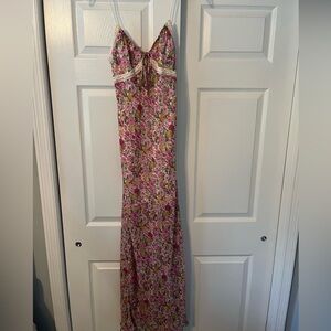 Princess Polly Floral Maxi Dress - Pink and White